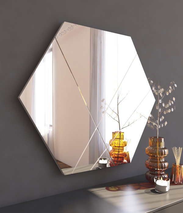 Hanah Home Saga - White Espejo Hexagonal MDF Blanco 70x60 cm